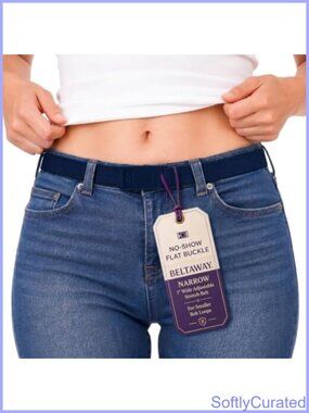 1 Inch Wide Elastic Stretch Belt No Show Adjustable Flat Buckle